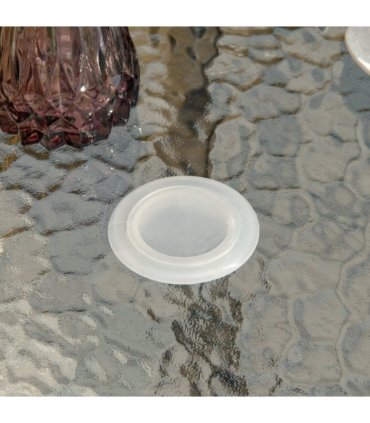 Outdoor Round Dining Table Tempered Glass Top Steel Black 80 x 72Hcm