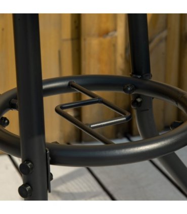 Outdoor Round Dining Table Tempered Glass Top Steel Black 80 x 72Hcm