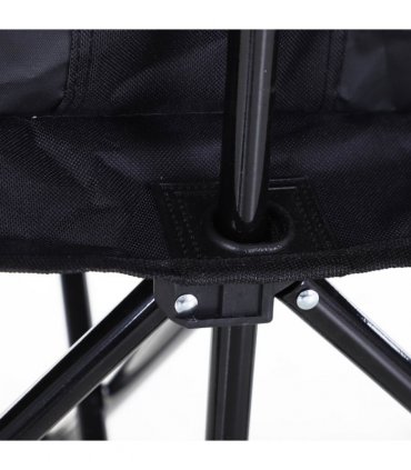 Outdoor 6 Seat Camping Bench Folding Portable with Cooler Bag Black Oxford Cloth