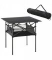 Aluminum Camping Table Roll-Top Folding Table Picnic Table w/ Mesh Bag, Black