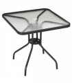 Patio Table, Tempered Glass Top, Black, 76 x 76cm, Steel Frame, Outdoor Dining