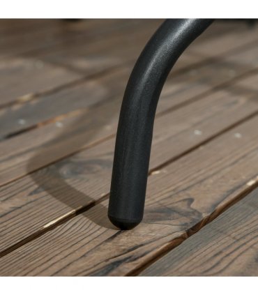 Patio Table, Tempered Glass Top, Black, 76 x 76cm, Steel Frame, Outdoor Dining