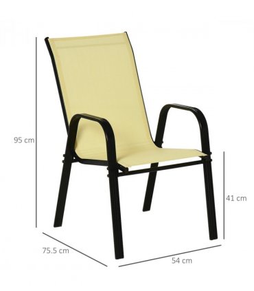 Set of 4 Garden Dining Chair Set Outdoor w/ High Back Armrest Beige Outsunny