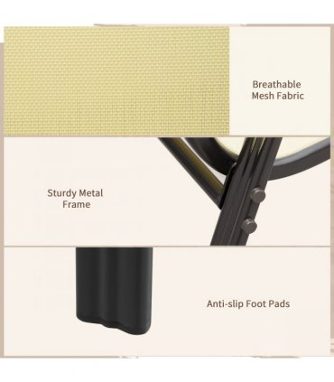 Set of 4 Garden Dining Chair Set Outdoor w/ High Back Armrest Beige Outsunny