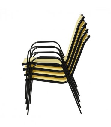 Set of 4 Garden Dining Chair Set Outdoor w/ High Back Armrest Beige Outsunny