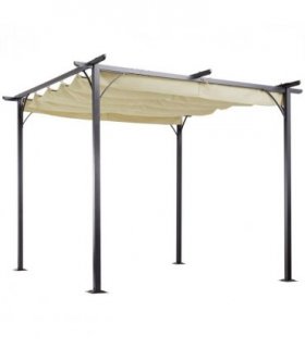 3x3m Outdoor Pergola Metal Gazebo Porch Awning Retractable Canopy Outsunny
