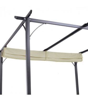 3x3m Outdoor Pergola Metal Gazebo Porch Awning Retractable Canopy Outsunny