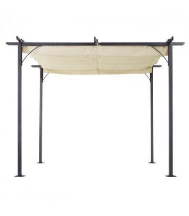 3x3m Outdoor Pergola Metal Gazebo Porch Awning Retractable Canopy Outsunny