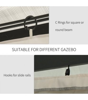 Gazebo Replacement Sidewalls Privacy Panel 4 Pack Polyester Beige 352L x 205H cm
