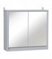 Wall Mounted Mirror Cabinet Grey 48W x 14.5D x 45Hcm MDF Particle Board Shelf