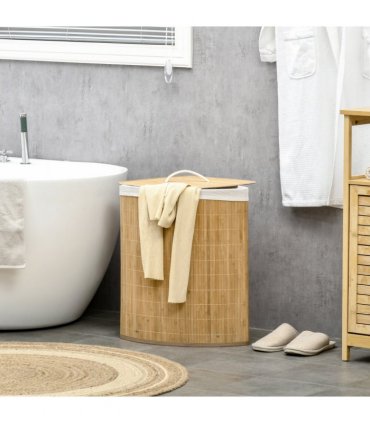 Bamboo Corner Laundry Hamper 38x38x57cm 55L - Dirty clothes storage solution