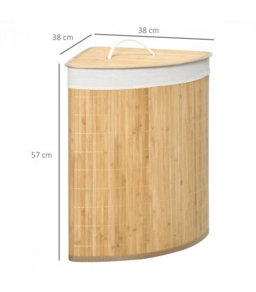 Bamboo Corner Laundry Hamper 38x38x57cm 55L - Dirty clothes storage solution