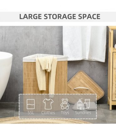 Bamboo Corner Laundry Hamper 38x38x57cm 55L - Dirty clothes storage solution