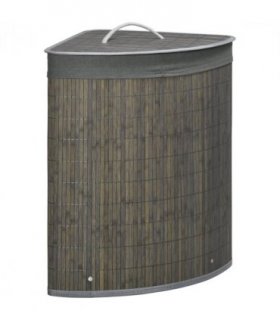 55L Bamboo Corner Laundry Hamper Bamboo Laundry Basket 38x38x57cm Grey HOMCOM