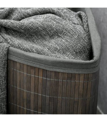 55L Bamboo Corner Laundry Hamper Bamboo Laundry Basket 38x38x57cm Grey HOMCOM
