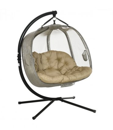 Double Hanging Egg Chair 2 Seaters Swing Hammock w/ Cushion, Brown