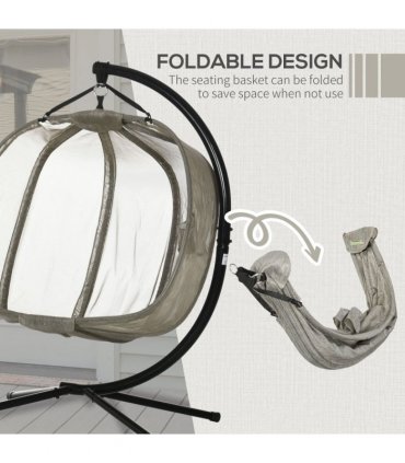 Double Hanging Egg Chair 2 Seaters Swing Hammock w/ Cushion, Brown