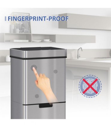 Motion Sensor Rubbish Bin, 3 Compartments Removable Lid Stainless Steel HOMCOM