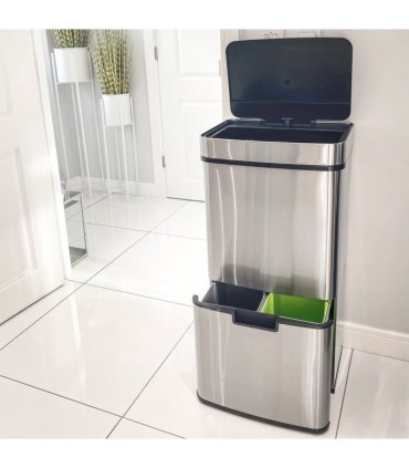 Motion Sensor Rubbish Bin, 3 Compartments Removable Lid Stainless Steel HOMCOM