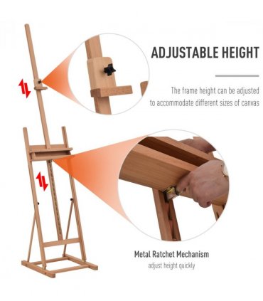 H-Frame Studio Easel Height Adjustable with Canvas Holder Pencil Case Vinsetto