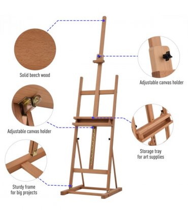 H-Frame Studio Easel Height Adjustable with Canvas Holder Pencil Case Vinsetto