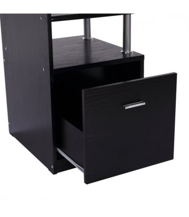 Desk Wood Computer Laptop Workstation Drawer Shelf Black 80 x 60 cm MDF