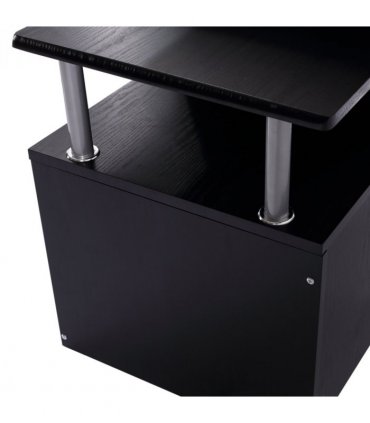 Desk Wood Computer Laptop Workstation Drawer Shelf Black 80 x 60 cm MDF