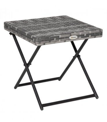 PE Rattan Grey 40H x 40L x 40Wcm Folding Square Coffee Table for Garden & Patio