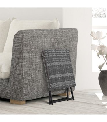 PE Rattan Grey 40H x 40L x 40Wcm Folding Square Coffee Table for Garden & Patio