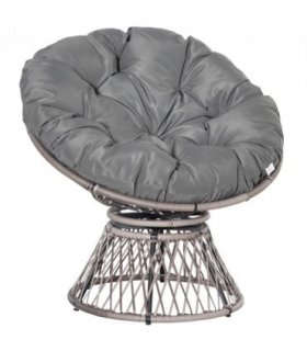 PE Rattan Grey 86H x 87L x 97Wcm 360° Swivel Rattan Papasan Moon Bowl Chair