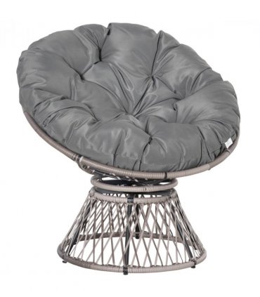 PE Rattan Grey 86H x 87L x 97Wcm 360° Swivel Rattan Papasan Moon Bowl Chair