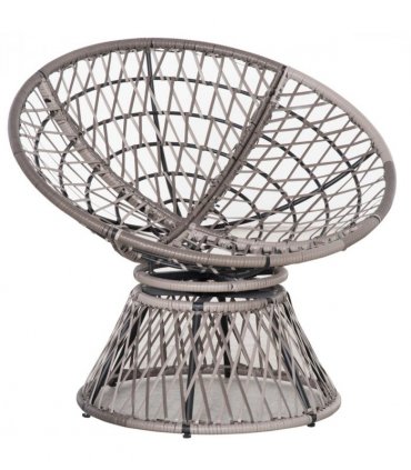 PE Rattan Grey 86H x 87L x 97Wcm 360° Swivel Rattan Papasan Moon Bowl Chair
