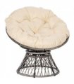 Outdoor Swivel Chair PE Rattan Beige 86H x 87L x 97Wcm Comfortable Top Cushion