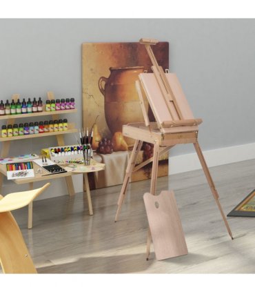Tripod Art Easel Wooden Drawing Board Workstation Folding French Sketch HOMCOM