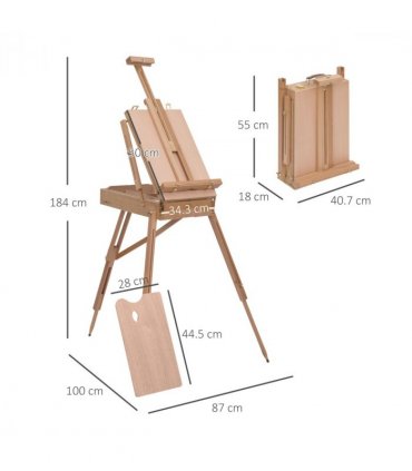 Tripod Art Easel Wooden Drawing Board Workstation Folding French Sketch HOMCOM