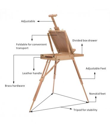 Tripod Art Easel Wooden Drawing Board Workstation Folding French Sketch HOMCOM