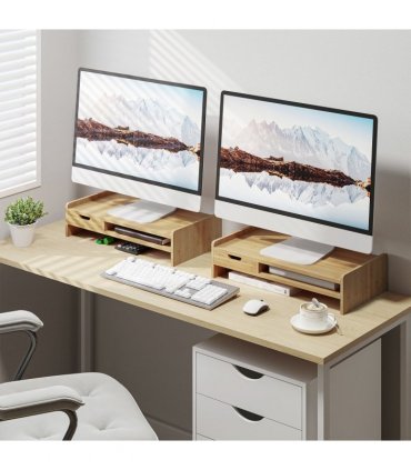 Monitor Stand Riser Bamboo Natural wood finish 49Lx 25.5 W x 11.5Hcm