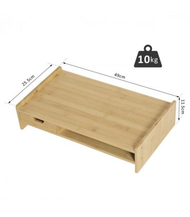 Monitor Stand Riser Bamboo Natural wood finish 49Lx 25.5 W x 11.5Hcm