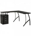 L-Shaped Corner PC Desk Table w/ Drawer Home Office Workstation, Black HOMCOM