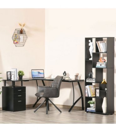 L-Shaped Corner PC Desk Table w/ Drawer Home Office Workstation, Black HOMCOM