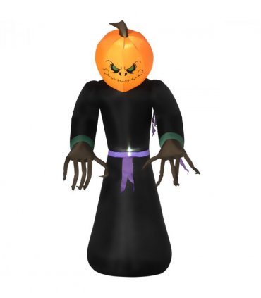 HOMCOM Inflatable 2.1m Tall Pumpkin Man Halloween Yard Decoration Light Up