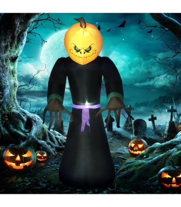 HOMCOM Inflatable 2.1m Tall Pumpkin Man Halloween Yard Decoration Light Up