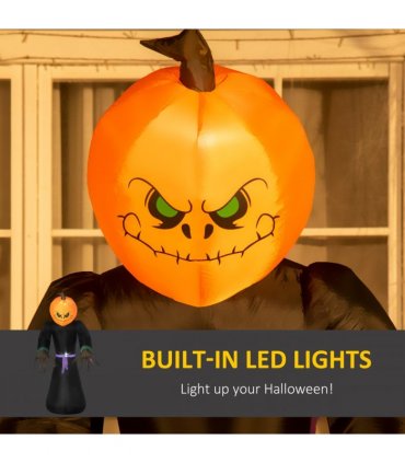 HOMCOM Inflatable 2.1m Tall Pumpkin Man Halloween Yard Decoration Light Up