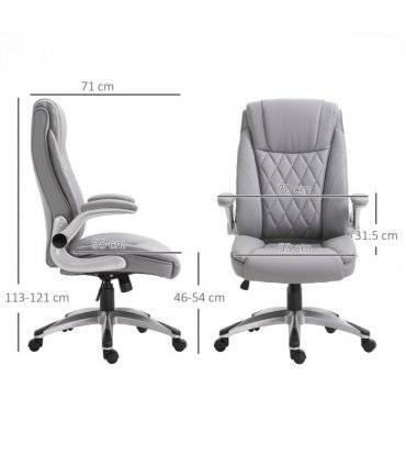 Office Chair High Back Grey PU Leather 113-121H x 69.5L x 76Wcm Swivel