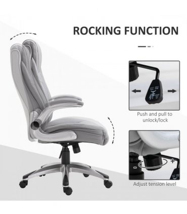 Office Chair High Back Grey PU Leather 113-121H x 69.5L x 76Wcm Swivel