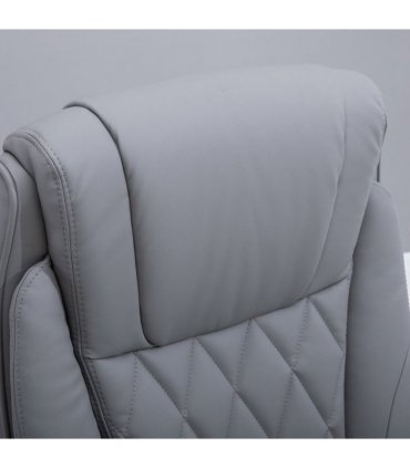 Office Chair High Back Grey PU Leather 113-121H x 69.5L x 76Wcm Swivel