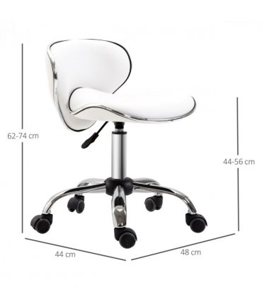 Office Chair Beauty Salon Rolling Technician Stool Chair Low Back White HOMCOM