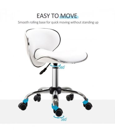 Office Chair Beauty Salon Rolling Technician Stool Chair Low Back White HOMCOM