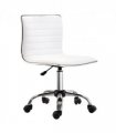 Armless Mid-Back Adjustable Office Chair 360 Swivel Ergonomic White PU Leather