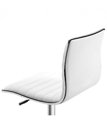 Armless Mid-Back Adjustable Office Chair 360 Swivel Ergonomic White PU Leather